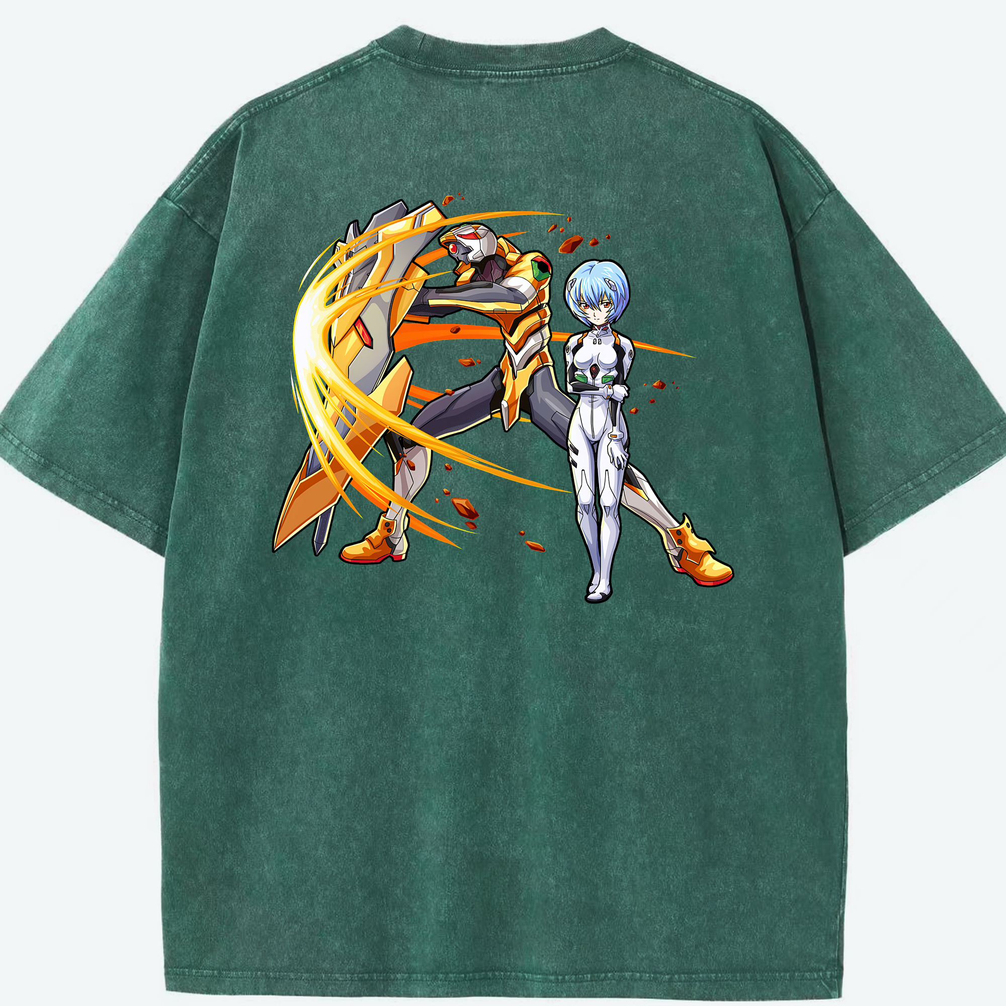 （画像用） EVA 新世紀エヴァンゲリオン 綿100% ヴィンテージ風 半袖Tシャツ（背面プリント）